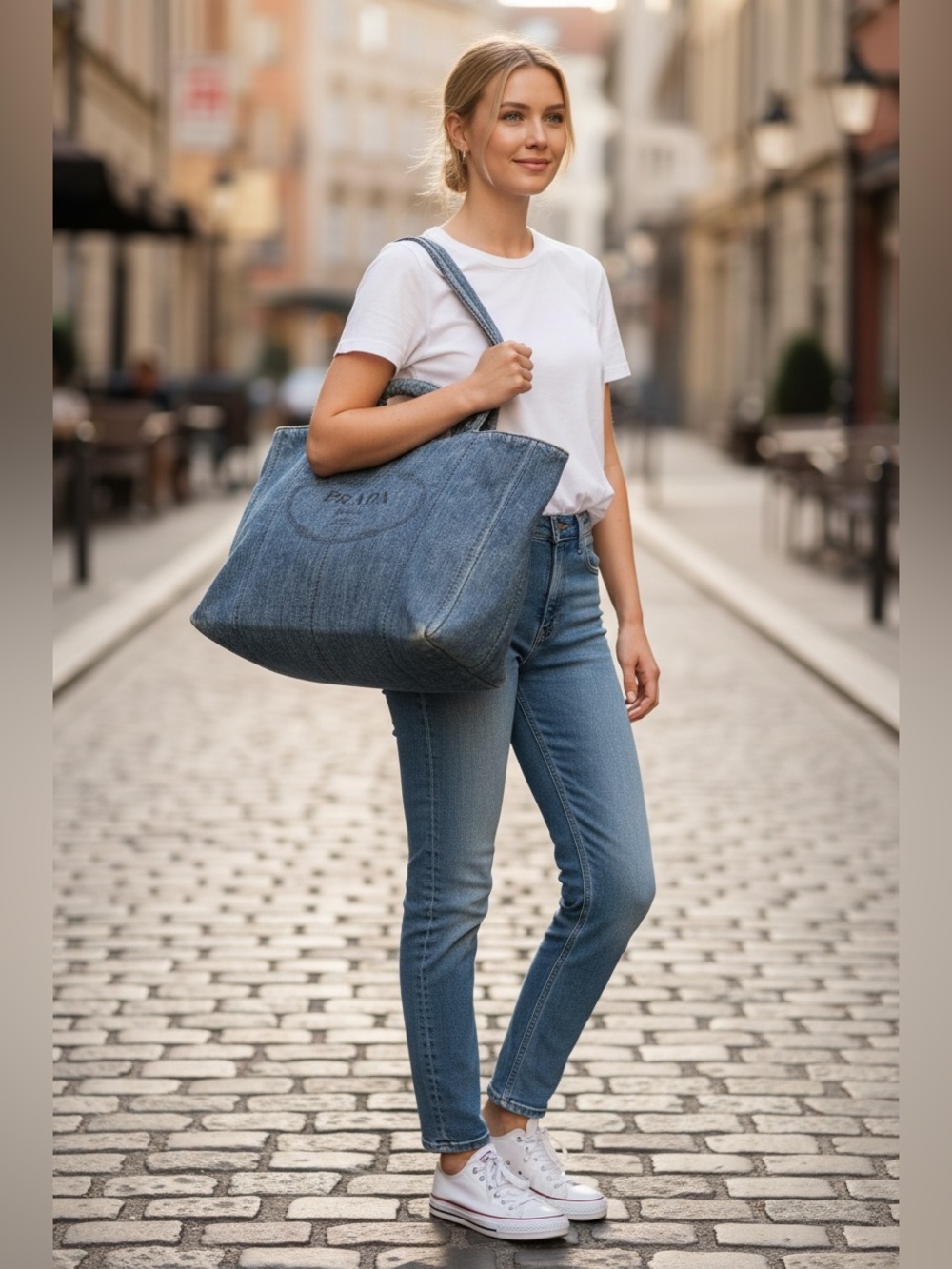 Prada Large Canapa Tote Denim